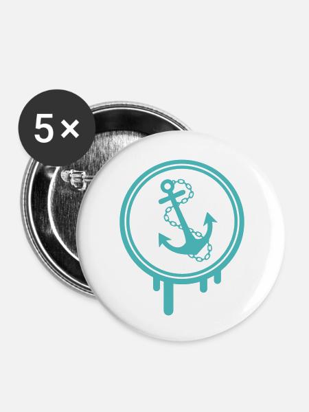 anker icon klecks - Buttons klein 25 mm (5er Pack) - Weiß
