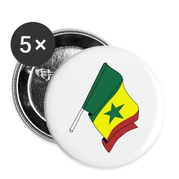 Drapeau du Sénégal - Lot de 5 petits badges (25 mm) - blanc - Devant