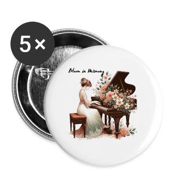 Bloom in Harmony - Buttons klein 25 mm (5er Pack) - Weiß - Vorne