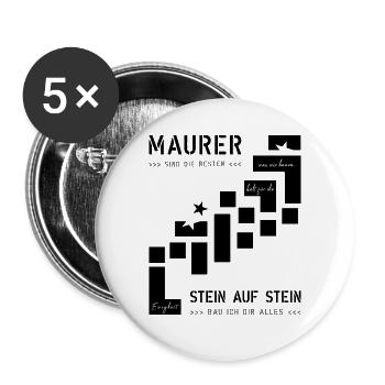 Maurer Hochbau Steinmetz - Lot de 5 petits badges (25 mm) - blanc - Devant