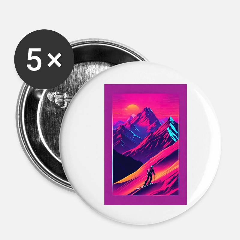 Berge - Buttons klein 25 mm (5er Pack) - Weiß