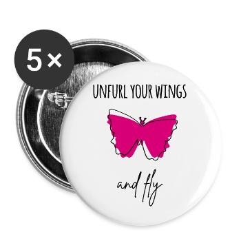 Schmetterling - Buttons klein 25 mm (5er Pack) - Weiß - Vorne