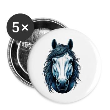 Pferd - Buttons klein 25 mm (5er Pack) - Weiß - Vorne