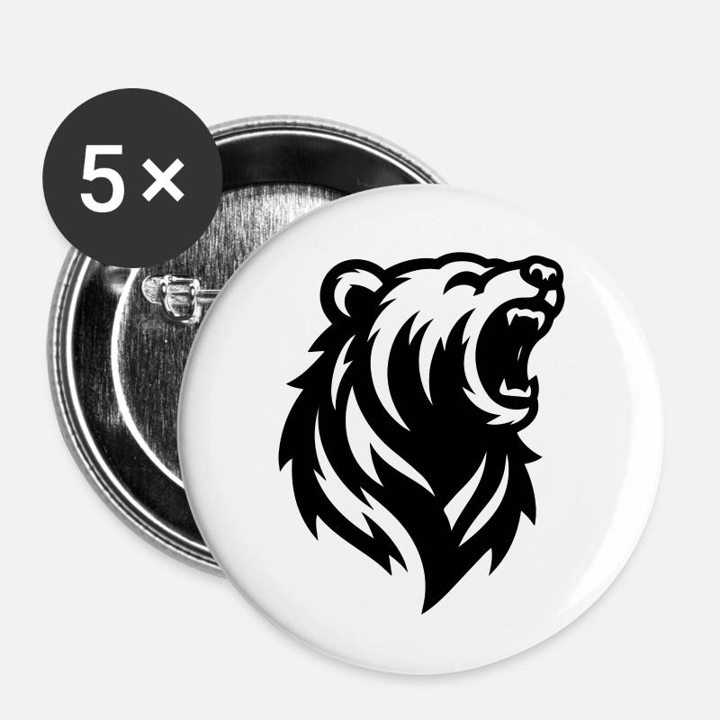 Ein großer brüllender Bär - Buttons klein 25 mm (5er Pack) - Weiß
