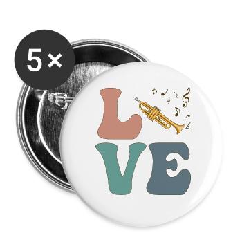 LOVE Trumpeter Player Instrument Trumpeter - Buttons small 1''/25 mm (5-pack) - white - Front