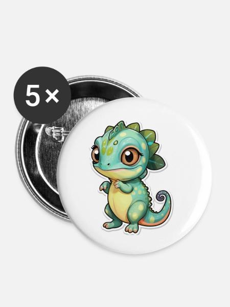 Süßes Chamäleon - Buttons klein 25 mm (5er Pack) - Weiß