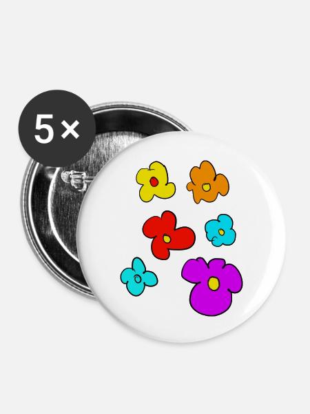 blumen - Buttons klein 25 mm (5er Pack) - Weiß