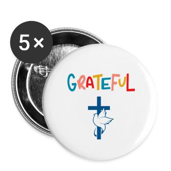 ARTICLES CHRÉTIENS - Lot de 5 petits badges (25 mm) - blanc - Devant