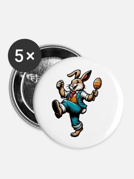 Osterhase singend - Buttons klein 25 mm (5er Pack) - Weiß