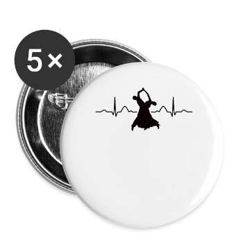 Heartbeat Wiener Walzer Gesellschaftstänze - Buttons klein 25 mm (5er Pack) - Weiß - Vorne