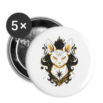 Katze Katzen - Buttons klein 25 mm (5er Pack) - Weiß - Vorne