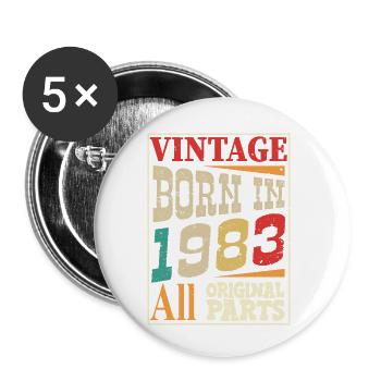 Jahrgang Jahrgang 1983 - Originalteile - Buttons klein 25 mm (5er Pack) - Weiß - Vorne