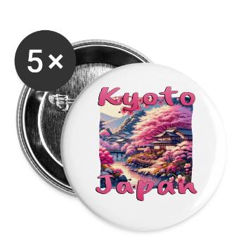 Kyoto Magic: Sunset, Pagodas & River - Buttons small 1''/25 mm (5-pack) - white - Front