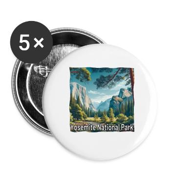 Yosemite : une nature sauvage de style grunge - Lot de 5 petits badges (25 mm) - blanc - Devant