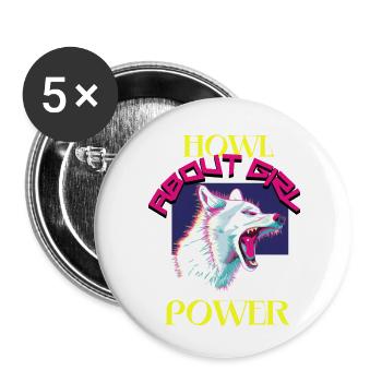 Alpha Femme She-Wolf Leader Pack Queen Girl Power - Buttons small 1''/25 mm (5-pack) - white - Front