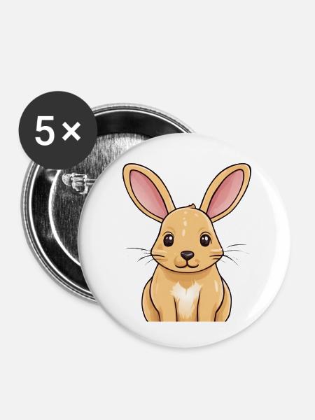 Süßer Hase - Buttons klein 25 mm (5er Pack) - Weiß