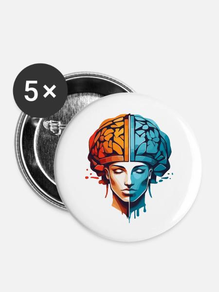 Frauen Denken - Buttons klein 25 mm (5er Pack) - Weiß