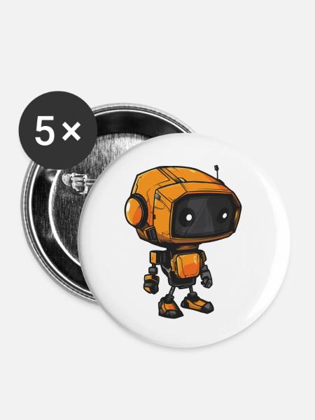 Roboter Typ D5 - Buttons klein 25 mm (5er Pack) - Weiß