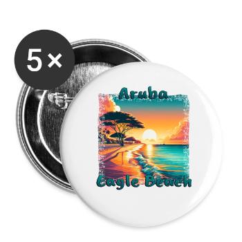 Grunge Summer Getaway Eagle Beach Aruba - Buttons small 1''/25 mm (5-pack) - white - Front