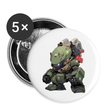 Battle Mech Chibi - Buttons small 1''/25 mm (5-pack) - white - Front