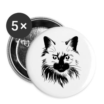 Cat, Cat Motif - Buttons small 1''/25 mm (5-pack) - white - Front