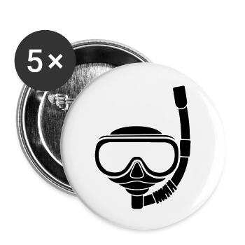 Masque de plongée - Lot de 5 petits badges (25 mm) - blanc - Devant