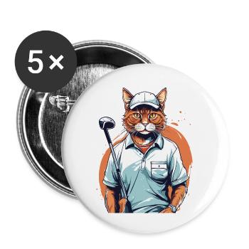 Golf Cat Handball Player Streetwear Design - Lot de 5 petits badges (25 mm) - blanc - Devant