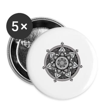 Innerer Kompass – Ruhige Symbolkunst - Buttons klein 25 mm (5er Pack) - Weiß - Vorne