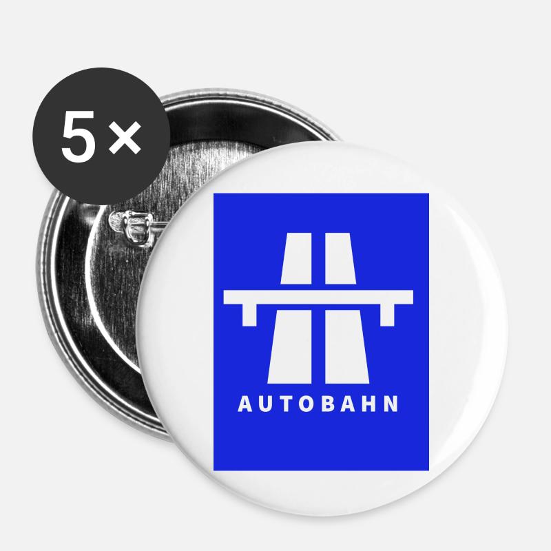 Autoroute - Lot de 5 petits badges (25 mm) - blanc