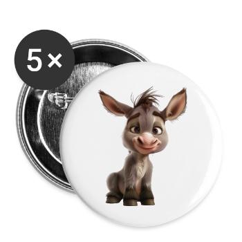 Esel sind Fluchttiere und Nutztiere - Buttons klein 25 mm (5er Pack) - Weiß - Vorne