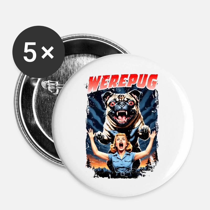 werepug - Buttons klein 25 mm (5er Pack) - Weiß