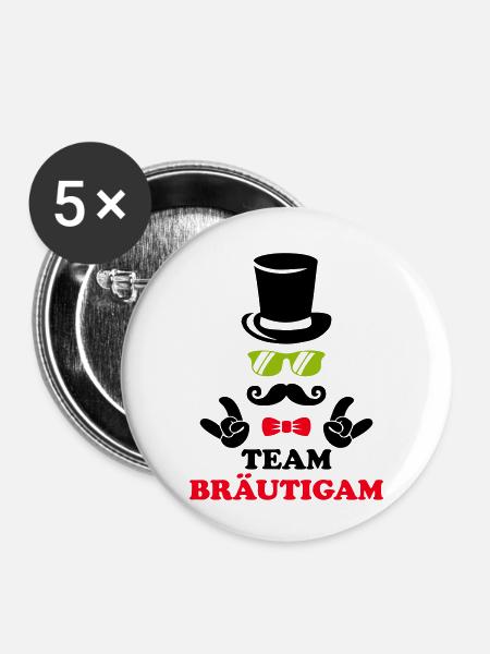 team bräutigam - Buttons klein 25 mm (5er Pack) - Weiß