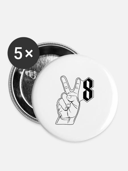 V Acht - Buttons klein 25 mm (5er Pack) - Weiß