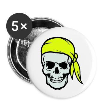 skull pirat ahoi - Buttons klein 25 mm (5er Pack) - Weiß - Vorne