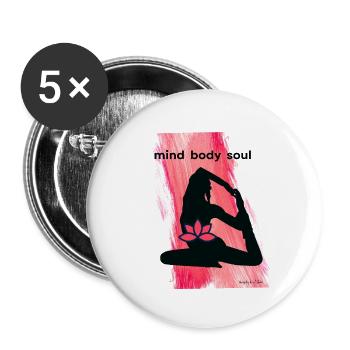 Silhueta Yoga à la fleur de lotus - Lot de 5 petits badges (25 mm) - blanc - Devant