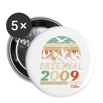 2009 vintage anniversaire rétro vintage cadeau - Lot de 5 petits badges (25 mm) - blanc - Devant