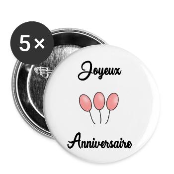 ALLES GUTE ZUM GEBURTSTAG - Buttons klein 25 mm (5er Pack) - Weiß - Vorne