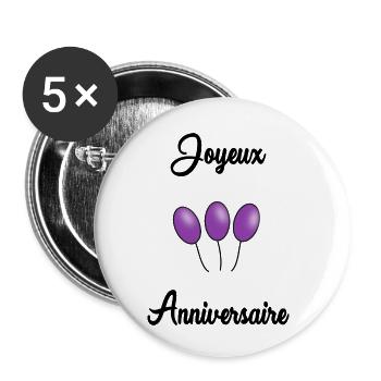 ALLES GUTE ZUM GEBURTSTAG - Buttons klein 25 mm (5er Pack) - Weiß - Vorne