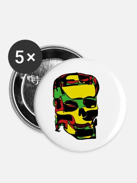 Schädel - Buttons klein 25 mm (5er Pack) - Weiß