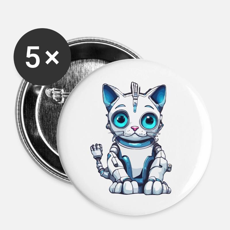 Robot Animal / AI / Mechanized Animals / Comic - Buttons small 1''/25 mm (5-pack) - white