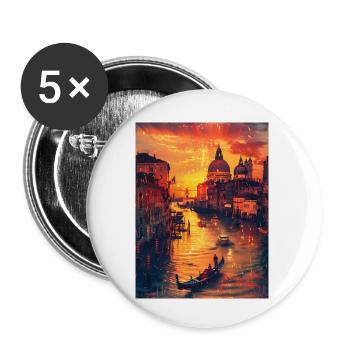 Venezianische Vision: Cyber-Gelassenheit in der Dämmerung - Buttons klein 25 mm (5er Pack) - Weiß - Vorne