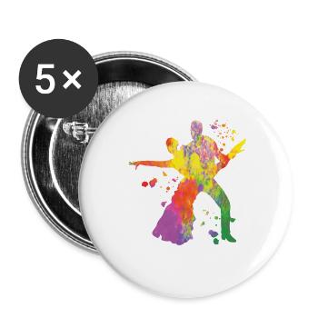 Danseuse d’aquarelle de couple de danse latine - Lot de 5 petits badges (25 mm) - blanc - Devant