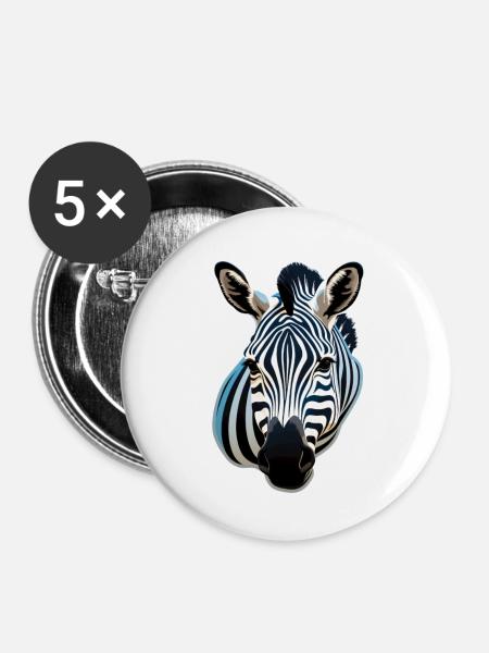 Zebrakopf - Buttons klein 25 mm (5er Pack) - Weiß
