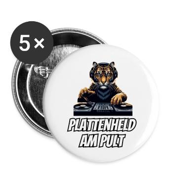 Plattenheld am Pult Tiger Musik - Buttons klein 25 mm (5er Pack) - Weiß - Vorne