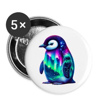 Aurora Borealis Penguin - Buttons small 1''/25 mm (5-pack) - white - Front