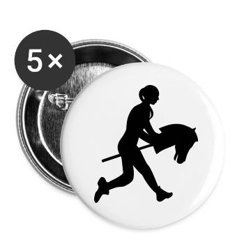 Reitspaß mit dem Steckenpferd - Buttons klein 25 mm (5er Pack) - Weiß - Vorne