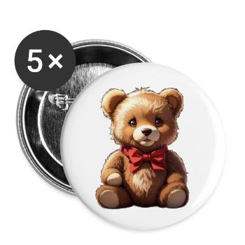 Teddybär - Buttons klein 25 mm (5er Pack) - Weiß - Vorne