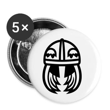 Wikingerhelm Krieger - Buttons klein 25 mm (5er Pack) - Weiß - Vorne
