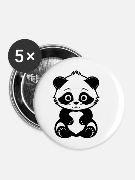 Kleiner Panda - Buttons klein 25 mm (5er Pack) - Weiß