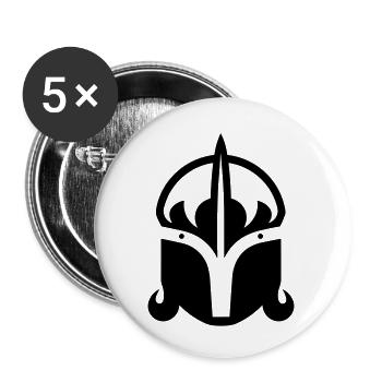Wikingerhelm Krieger - Buttons klein 25 mm (5er Pack) - Weiß - Vorne